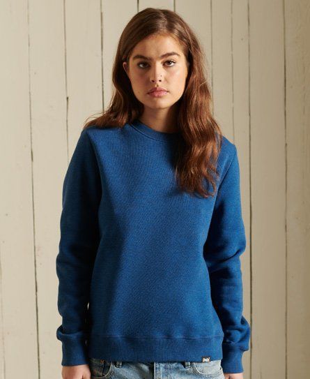 Women's Organic Cotton Vintage Logo Crew Sweatshirt Blue / Bright Blue Marl - Size: 12