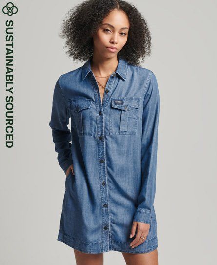 Women's Vintage Oversized Shirt Dress Blue / Mid Wash - Size: 8