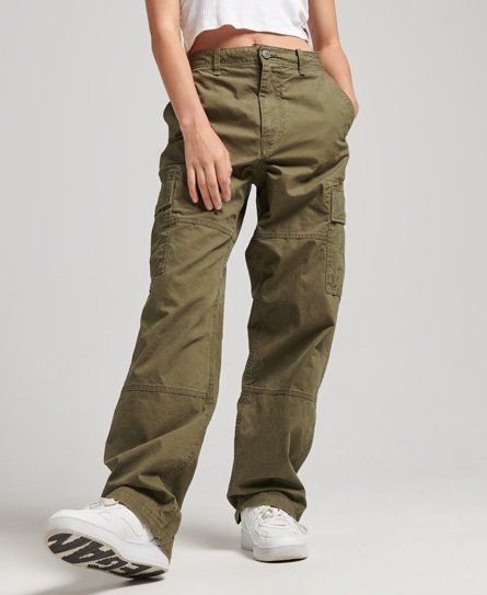 Women's Organic Cotton Baggy Cargo Pants Khaki / Authentic Khaki - Size: 34/32
