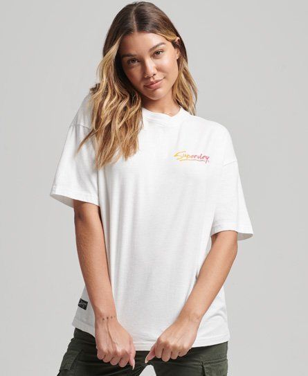 Women's Downtown Scripted T-Shirt Cream / Ecru - Size: 14