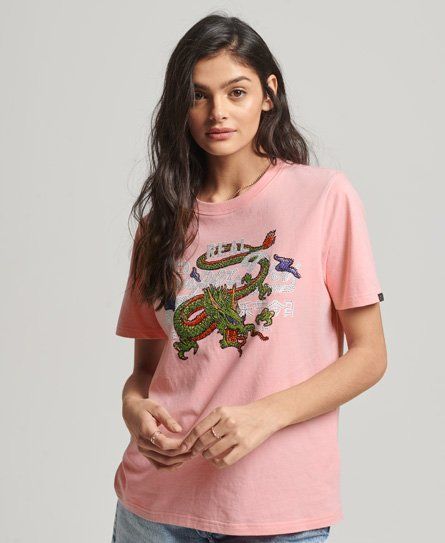Women's Vintage Logo Narrative T-Shirt Pink / Peony Pink - Size: 10