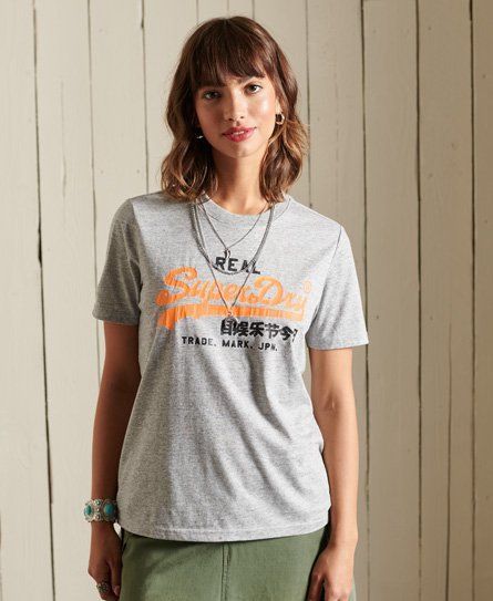Women's Vintage Logo American Classic T-Shirt Grey / Athletic Grey Marl - Size: 6