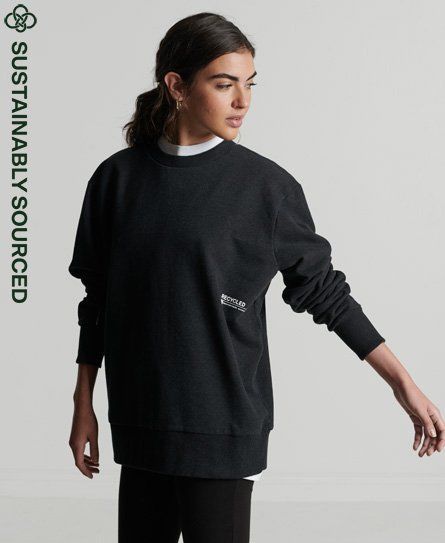 Women's Recycled Micro Mid Crew Sweatshirt Black / Phantom Marl - Size: XS/S