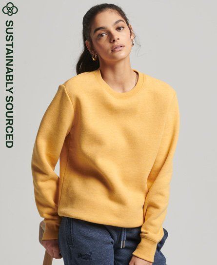 Women's Organic Cotton Vintage Crew Sweatshirt Yellow / Ochre Marl - Size: 14