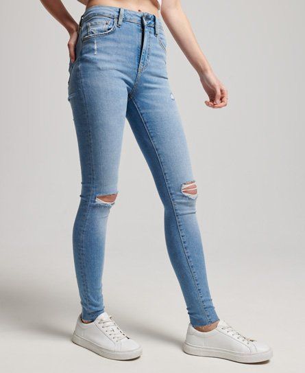 Women's Organic Cotton High Rise Skinny Denim Jeans Light Blue / Spring Vintage Custom - Size: 24/32