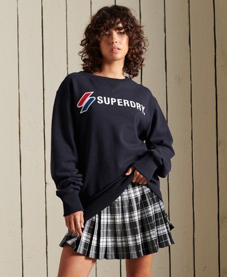 Women's Sportstyle Applique Loose Sweatshirt Navy / Deep Navy - Size: L