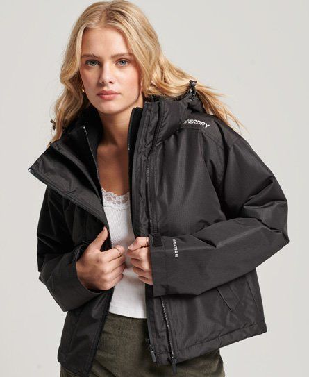 Women's SD-Windcheater Jacket Black / Black Grid/Optic - Size: 14