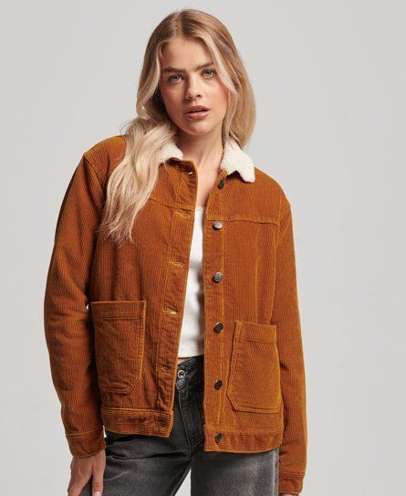 Women's Cord Chore Workwear Jacket Orange / Pumpkin Spice - Size: 16