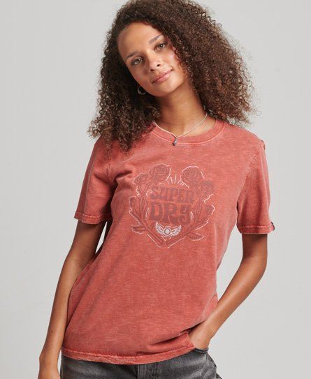 Women's Peace & Love T-Shirt Orange / Burnt Orange - Size: 8