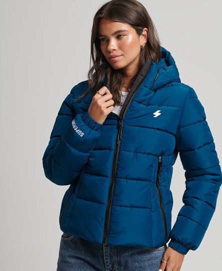 Women's Hooded Spirit Sports Puffer Jacket Blue / Sailor Blue - Size: 6