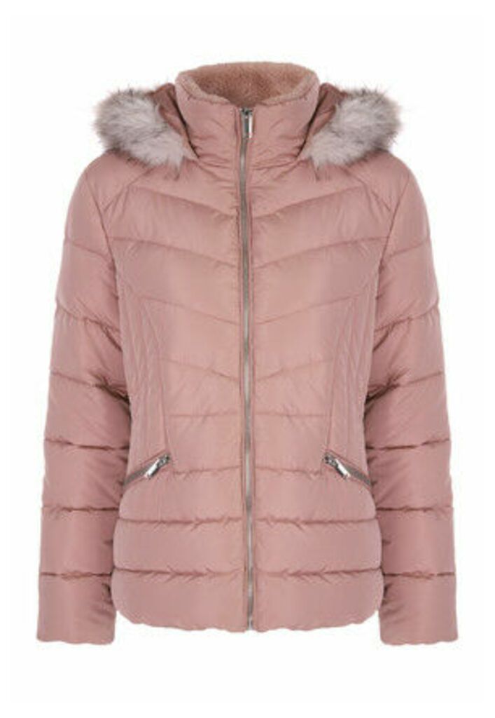 Womens Pink Short Padded Coat