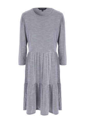 Womens Grey Midi Smock Dress