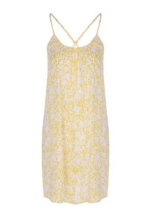 Womens Yellow Floral Swing Dress