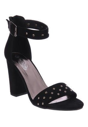 Womens Black Strappy Jeweled Heels