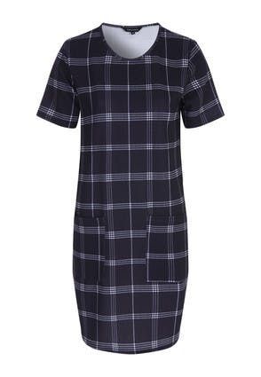 Womens Black And White Check Shift Dress