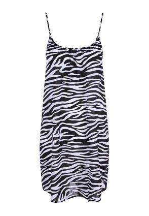 Womens Black and White Zebra Swing Dress