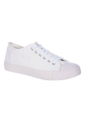 Womens White Lace Up Flatform Trainers