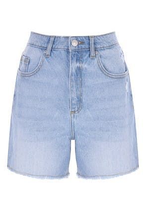 Womens Light Blue Distressed Denim Shorts