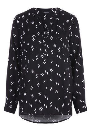 Womens Black and White Dash Print Shirt