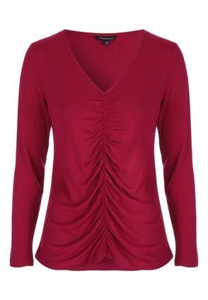 Womens Purple Ruched Front Long Sleeve Top