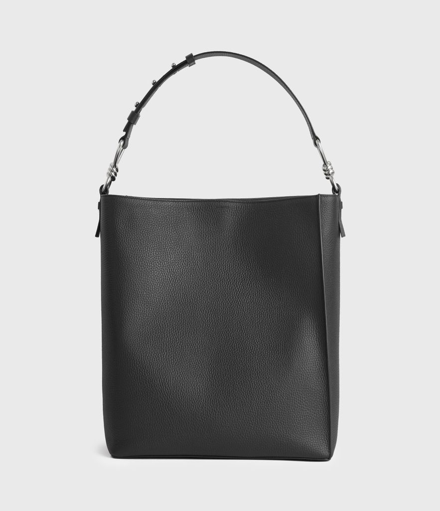 AllSaints Women's Leather Must-Have Captain North South Tote Bag, Black