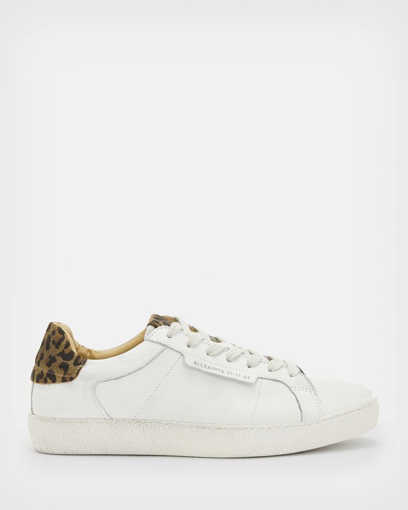 AllSaints Sheer Leather Leopard Print Trainers