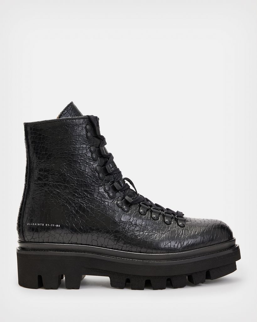 AllSaints Wanda Leather Crocodile Boots