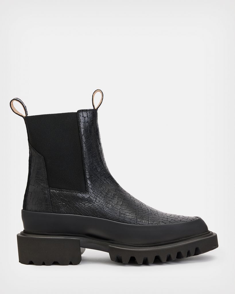 AllSaints Harlee Leather Crocodile Boots