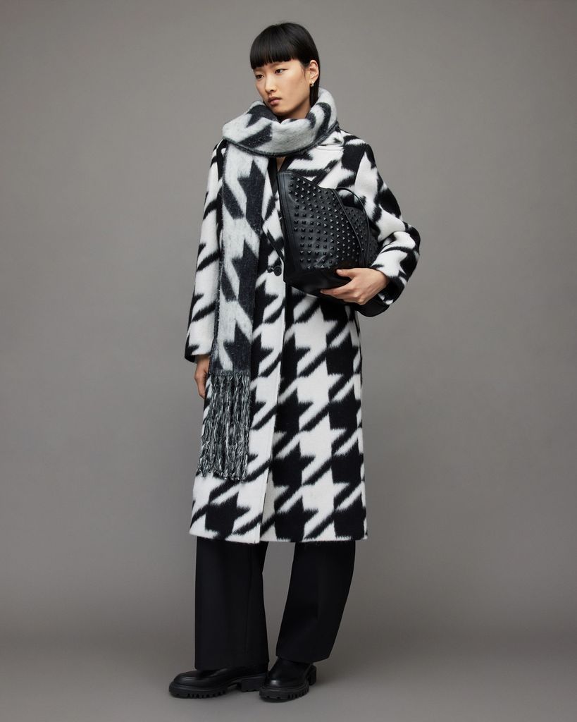 AllSaints Mabel Houndstooth Oversized Coat