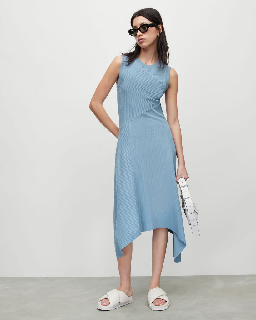 AllSaints Gia Asymmetrical Midi Dress