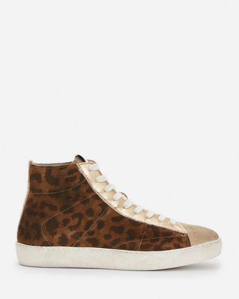 AllSaints Tundy Leopard Leather High Top Trainers