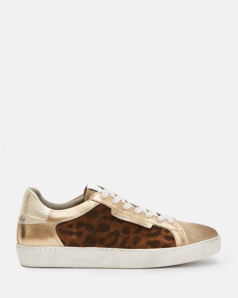 AllSaints Sheer Leopard Print Leather Trainers