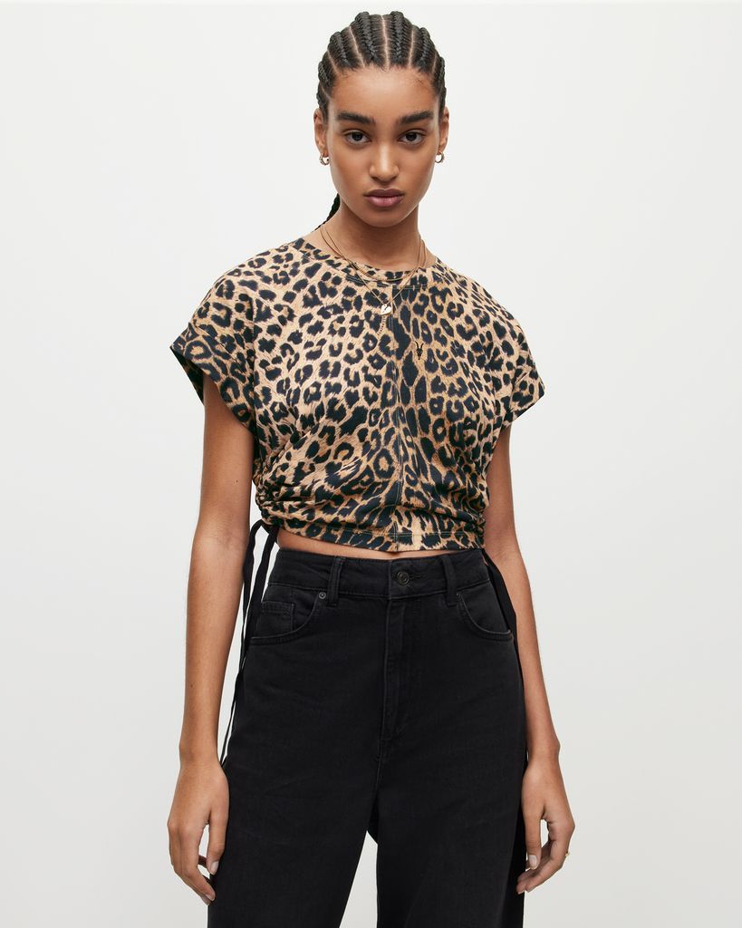 AllSaints Mira Leopard Print Drawcord T-Shirt