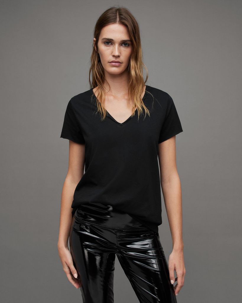 AllSaints Women's Regular Fit Cotton Emelyn Tonic Short Sleeve T-Shirt, Black, Size: XS