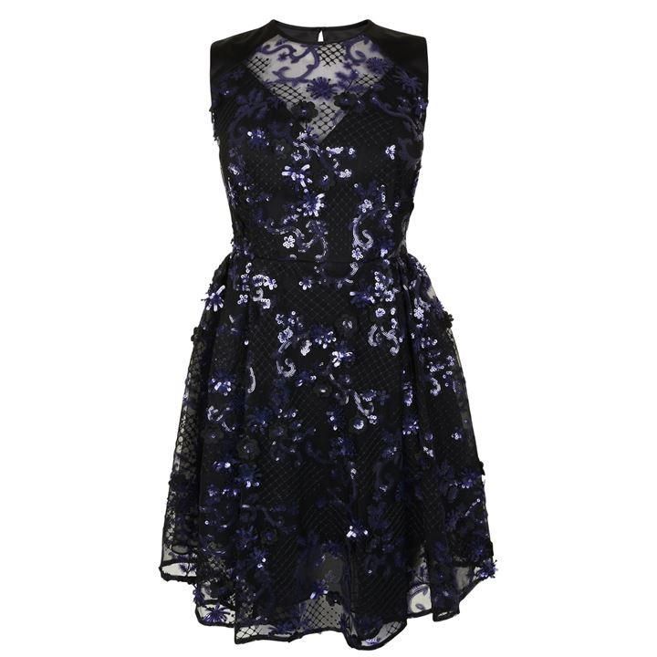 Three Floor Dress - Black purple