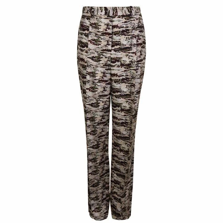 VICTORIA BECKHAM Silk Camouflage Trousers - Bord/Green