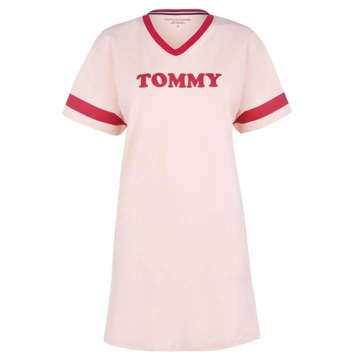 Tommy Bodywear V Neck T Shirt Dress - Pale Blush