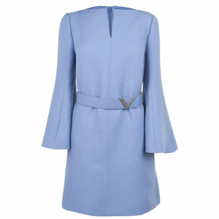 VALENTINO Crepe Couture With V Pave Belt Dress - Cloud 394