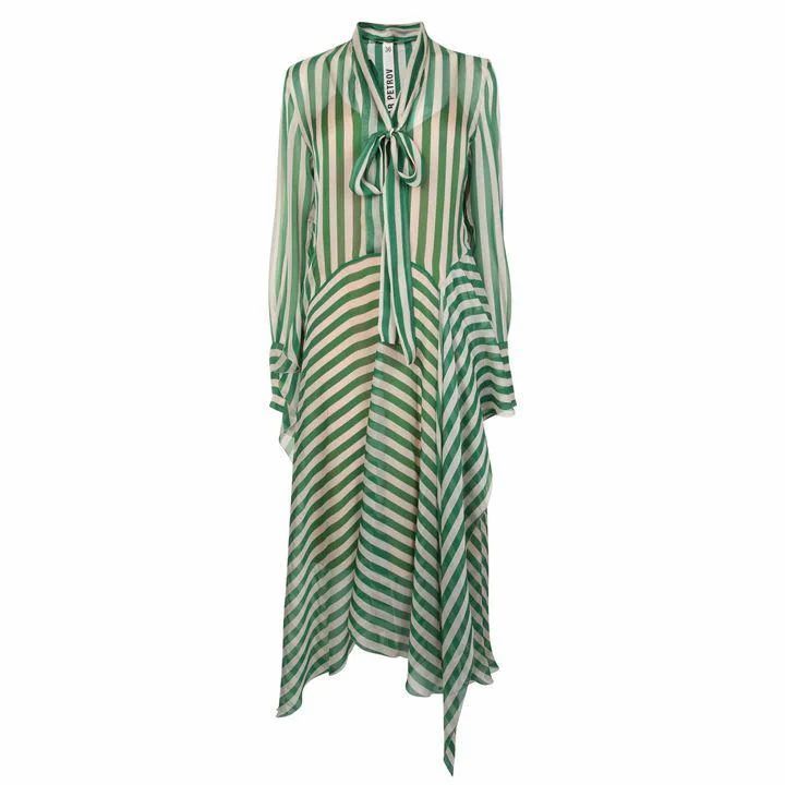 PETAR PETROV Striped Sheer Maxi Dress - Green