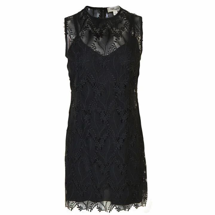 Diane Von Furstenberg Mini Lace Dress - Black/Black