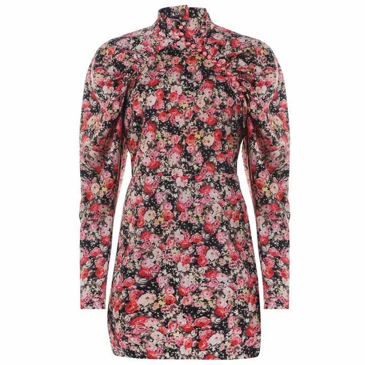 ROTATE Rotate Kim Ruched Floral Dress - Whitecap Gray
