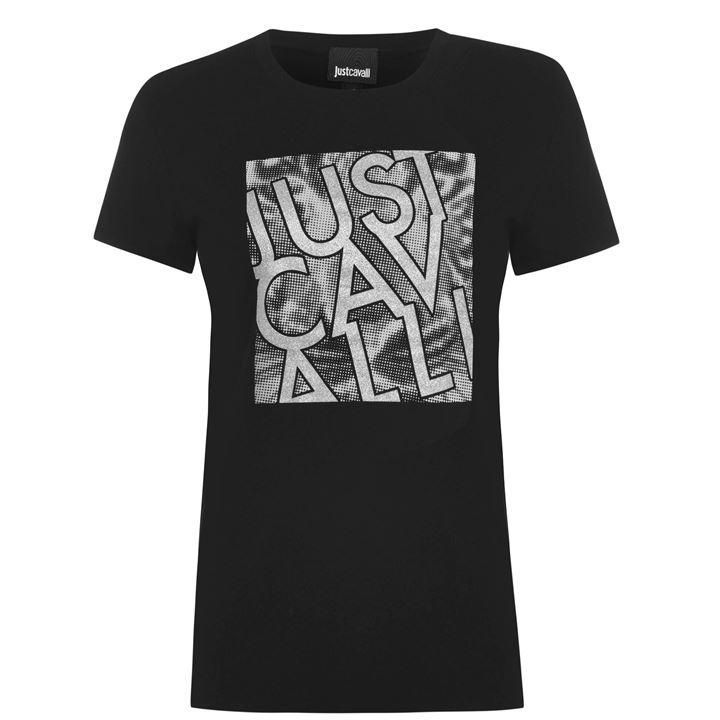 Just Cavalli Sequin Logo t Shirt - Black