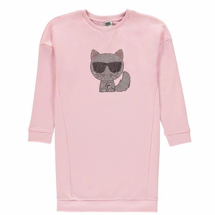 Karl Lagerfeld Cat Sweatshirt Dress - Pink