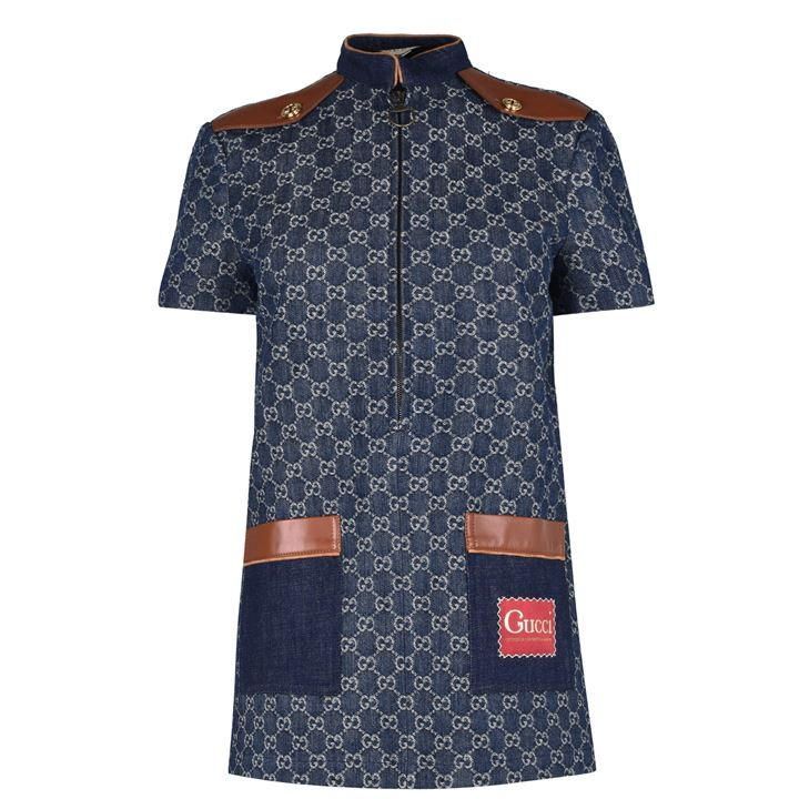 GUCCI Gucci All Over Gg Print Tunic Dress Ladies - Dk Blue 4266