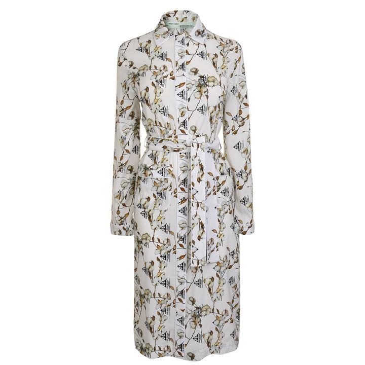 OFF WHITE Floral Shirt Dress - White Floral