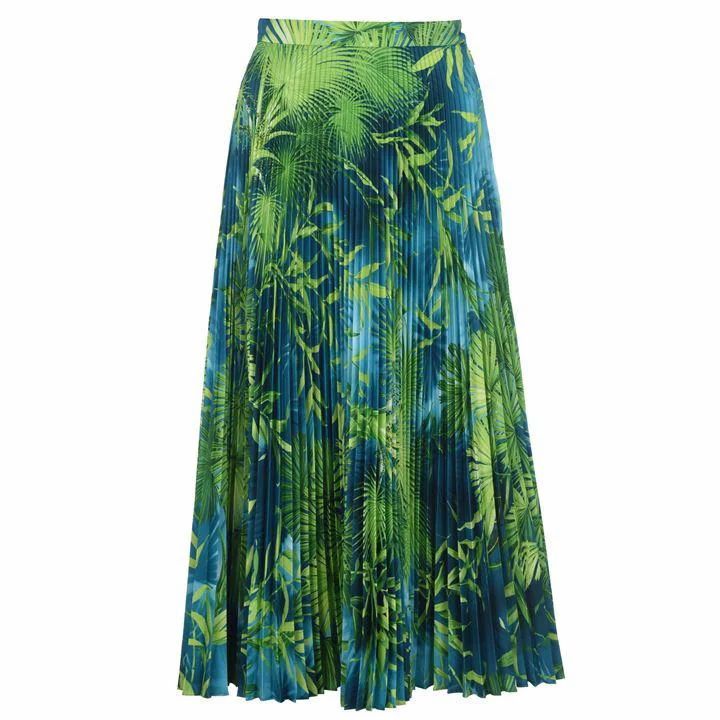 VERSACE Jungle Print Pleated Skirt - Green