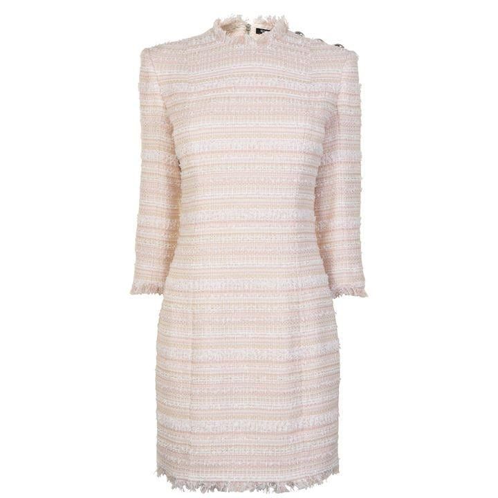 BALMAIN Tweed Mini Dress - OAA Multi Rose