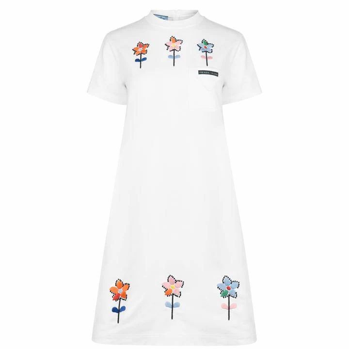 PRADA Floral T Shirt Dress - White