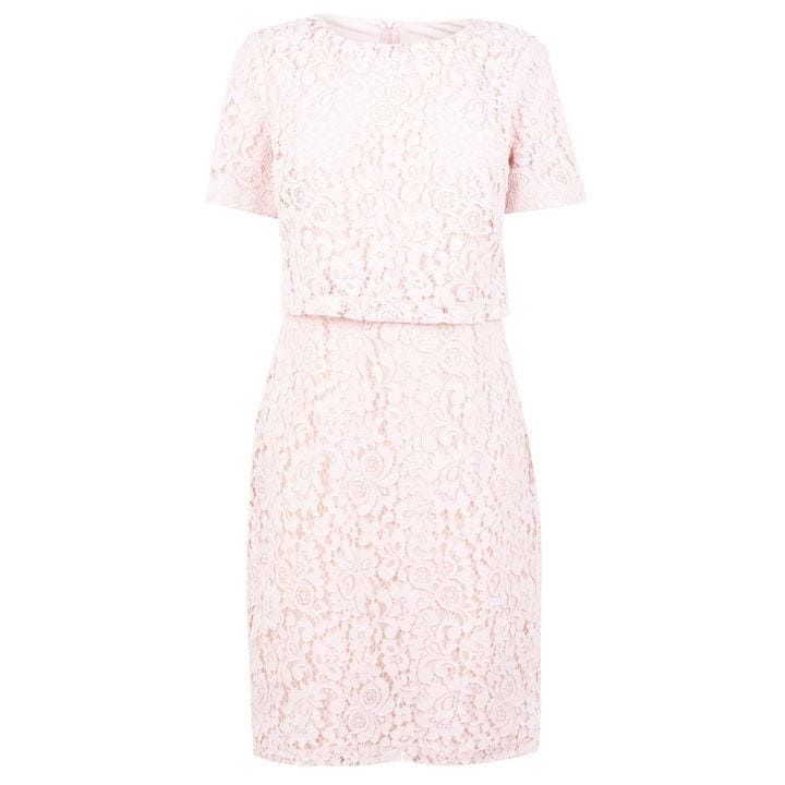 Lauren by Ralph Lauren Lauren Ralph Lauren Jeri Lace Short Sleeve Day Dress - Pink