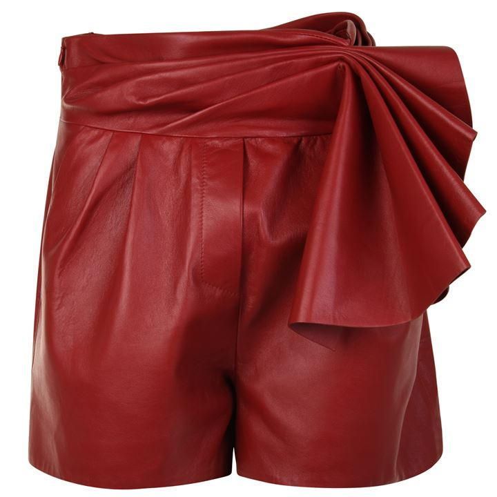 Alexandre Vauthier Leather Ruffle Shorts - Red